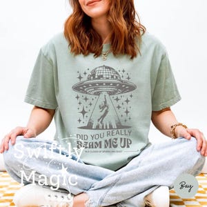 Down Bad Shirt | Did You Really Beam Me Up Comfort Colors Oversized T-Shirt | UFO Alien Shirt | Tortured Music Fan | Subtle Fan Gift image 3