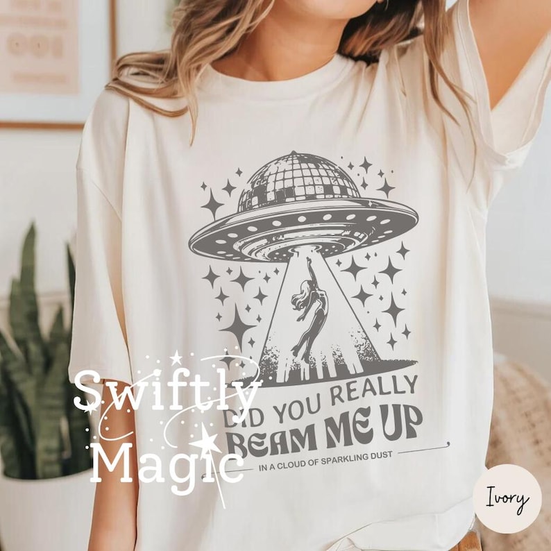 Down Bad Shirt | Did You Really Beam Me Up Comfort Colors Oversized T-Shirt | UFO Alien Shirt | Tortured Music Fan | Subtle Fan Gift image 4