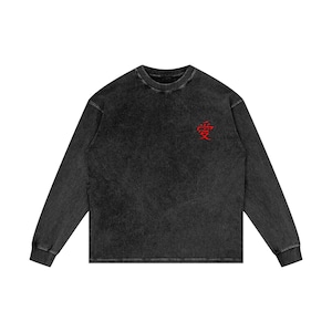 Syratvättad överdimensionerad långärmad t-shirt