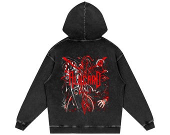 Anime Inspired Snow Washed Loose Cotton Hoodie