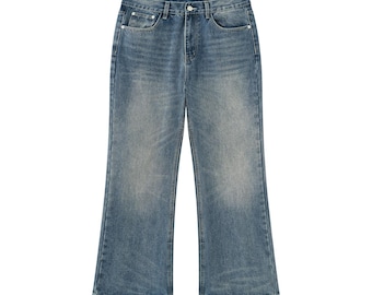 Pantalones vaqueros de mezclilla con lavado vintage para hombre