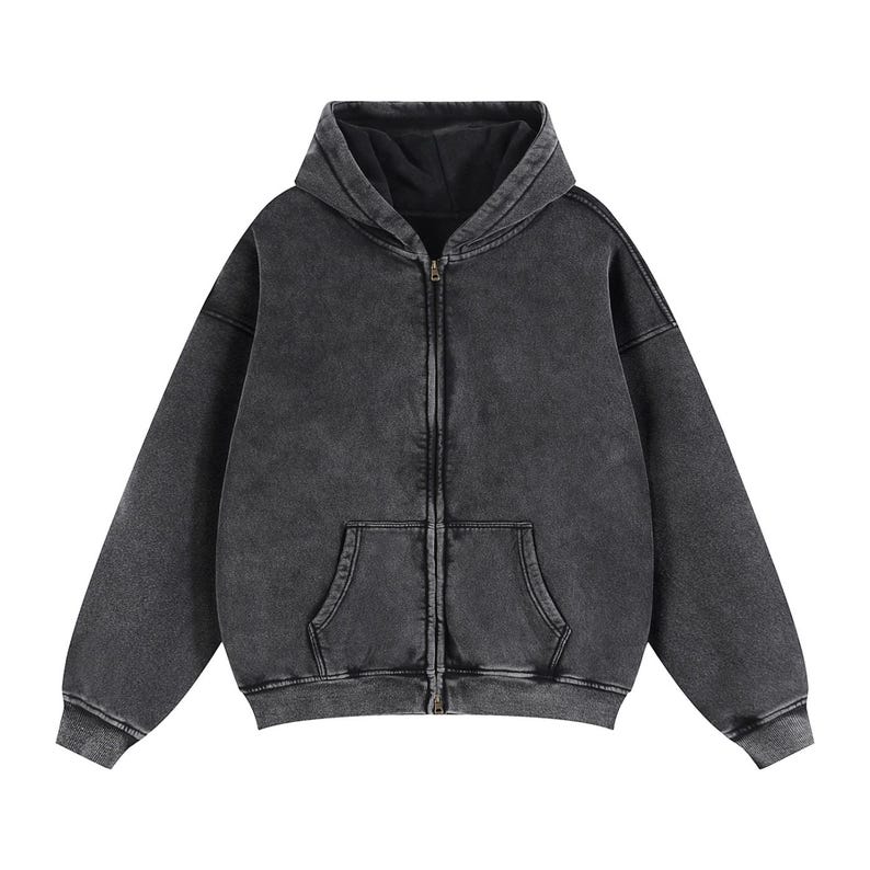Anime Inspired Zip-Through Boxy Fleece Hoodie image 3
