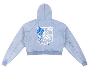 Anime Inspired Snow Washed Cropped Hoodie