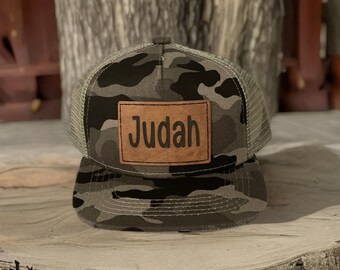 Personalized Toddler Hat, Custom Leather Patch Snapback, Birthday Gift