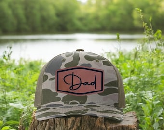 Personalized Leather Patch Dad Hat, Camo Richardson Style