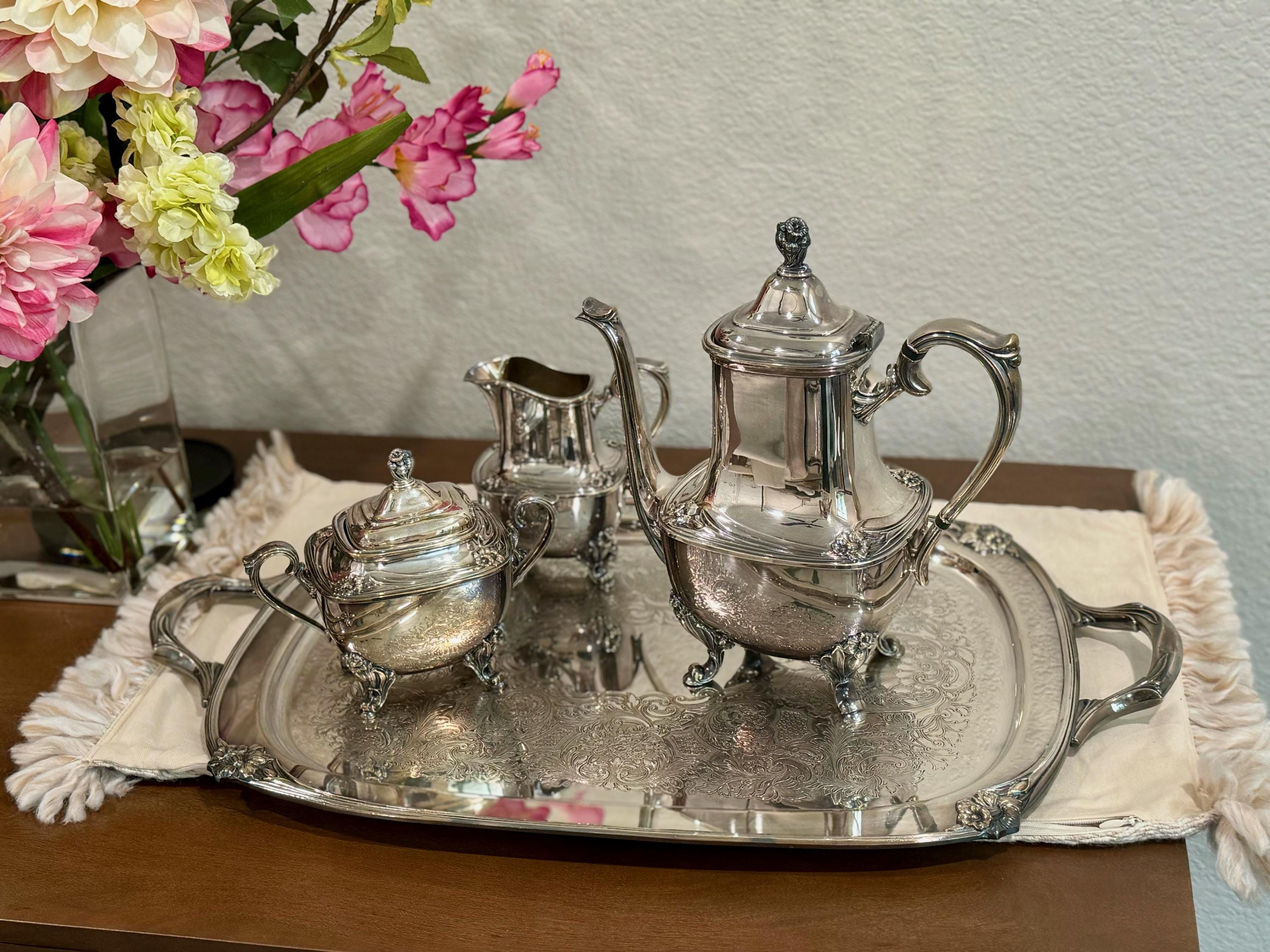 銀製？ 尚美堂 茶托 4枚 計268g 銀製？ 尚美堂 茶托 4枚 計268g