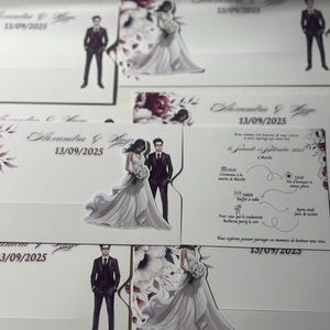 Invitación de boda deslizante con novios. Invitación de novia deslizante 3D. Invitación mágica. . Diseño especial