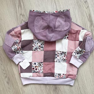 2/3 T - One-of-a-kind Upcycled Patchwork Heart Hoodie