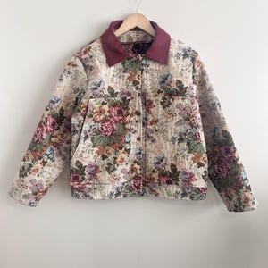 Adult Small -  Upcycled Floral Tapestry Jacket