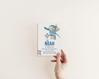 Blue Ninja Birthday Invitation | Modern Kids Party (Digital Download)