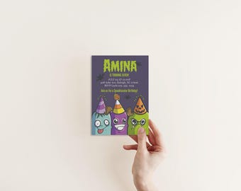 Halloween Monster Birthday Party Invitation | Spooky Kids Bash (Digital Download)