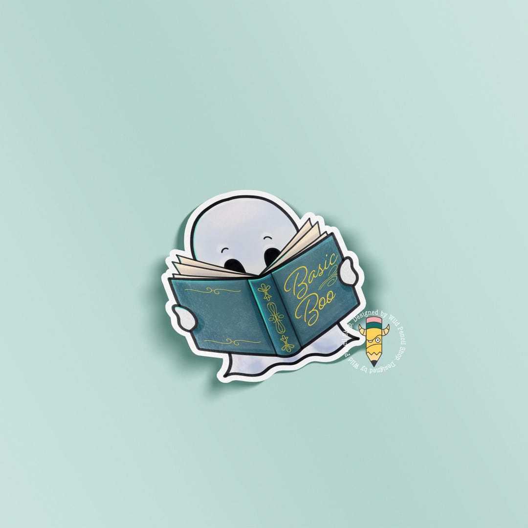 Reading Ghost Sticker | Halloween Book Lover Vinyl Decal - Etsy