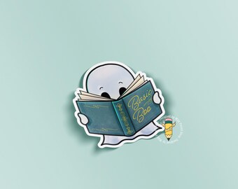 Reading Ghost Sticker | Halloween Book Lover Vinyl Decal