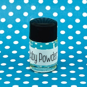 Baby Powder Perfume Oil Sample. Mini 1/16 oz Trial Size. Strong Scent. Vegan + Phthalate Free + Cruelty Free.