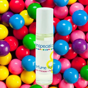 Bubblegum Perfume Oil Roll On 1/3 oz. Vegan, Cruelty Free + Phthalate Free. Perfect Travel Size. Bubble Gum Scent.