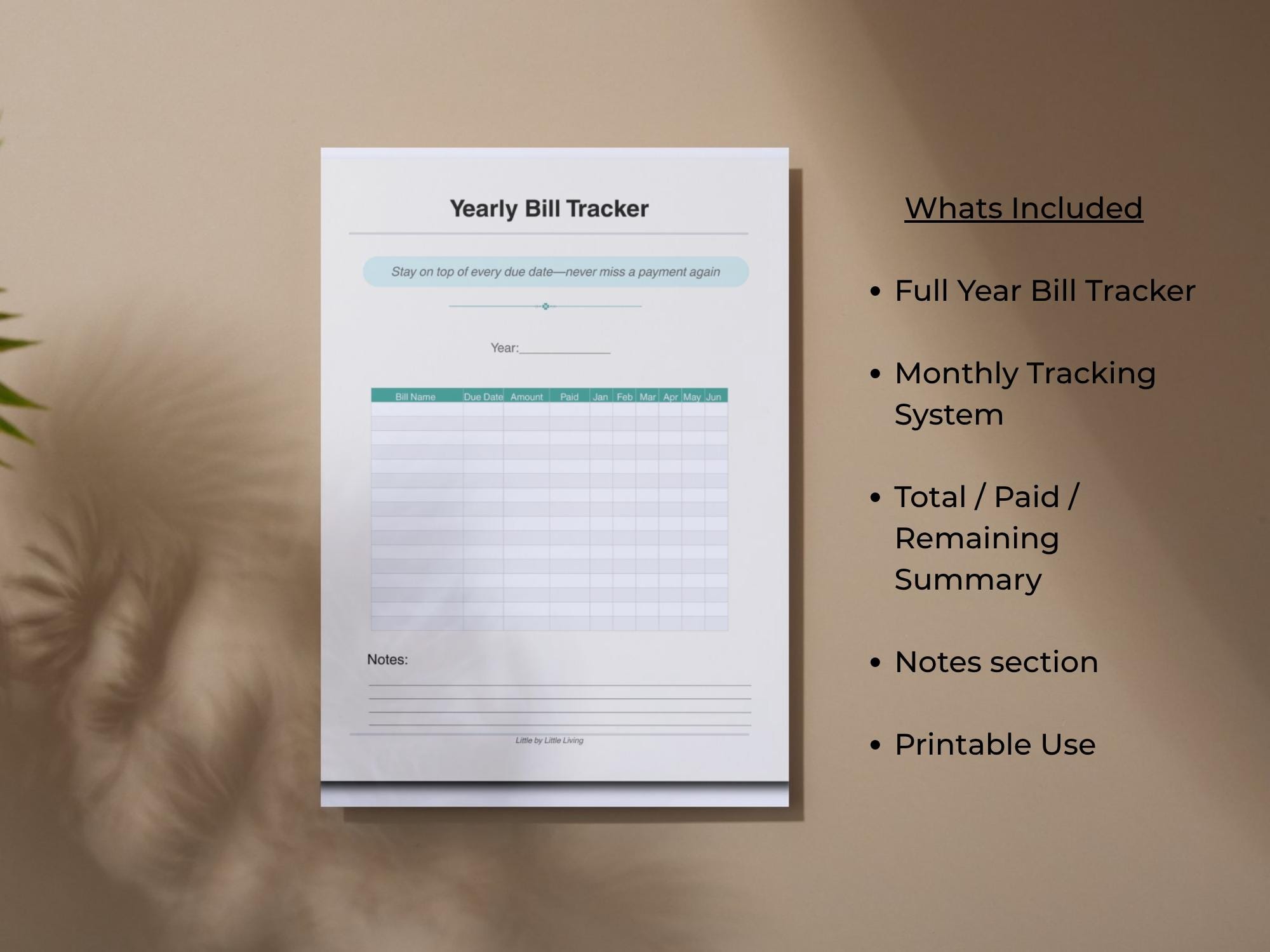 Yearly Bill Tracker Printable | Annual Bill Payment Planner | Monthly ...