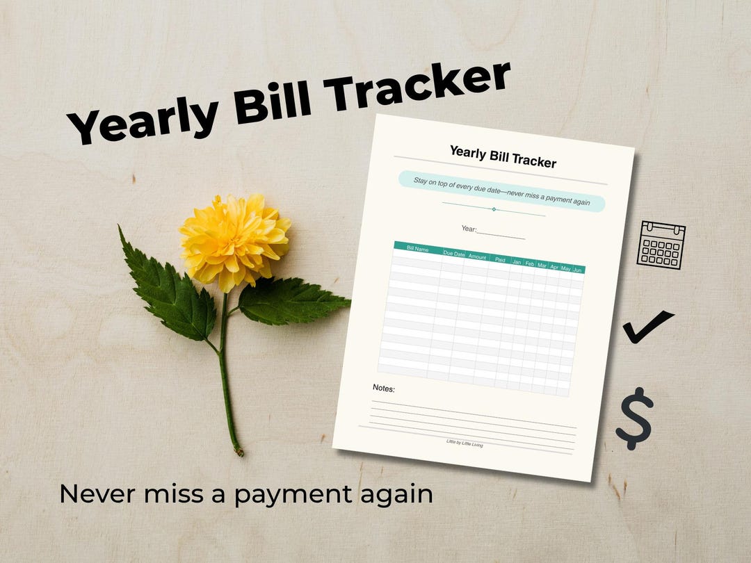 Yearly Bill Tracker Printable | Annual Bill Payment Planner | Monthly ...