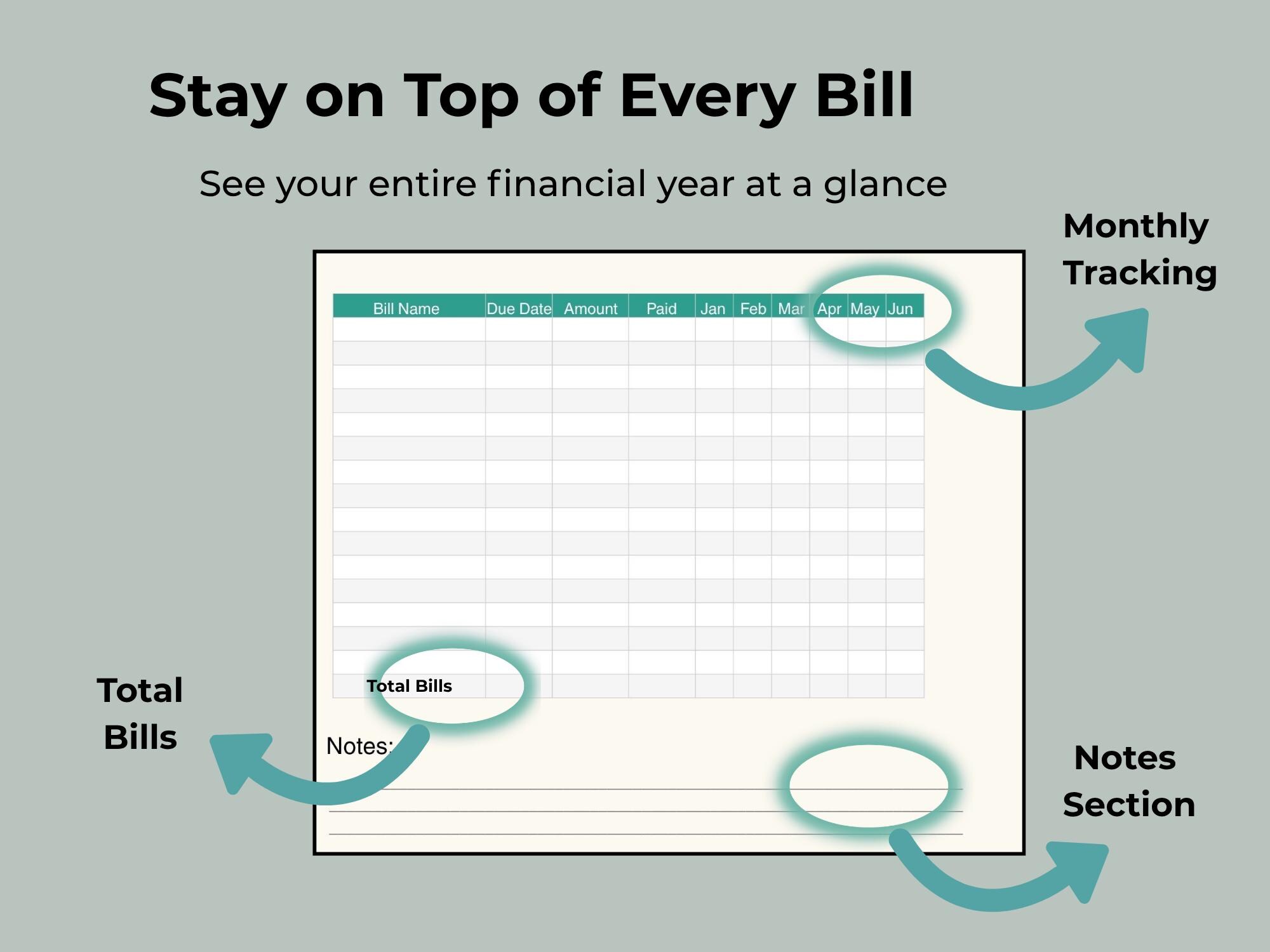 Yearly Bill Tracker Printable | Annual Bill Payment Planner | Monthly ...