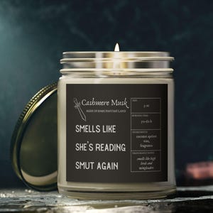 Smells Like She’s Reading Smut Again Candle – Book Lover Gift, Funny Romance Reader Gift, Bookish Candle