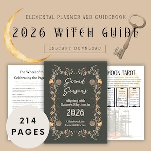 2026 Sacred Seasons Elemental Witch Planner and Guidebook | Rituals and Tarot | Moon and Sabbat Guides | Prompts and Templates