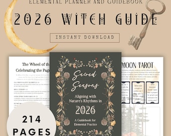 2026 Sacred Seasons Elemental Witch Planner and Guidebook | Rituals and Tarot | Moon and Sabbat Guides | Prompts and Templates