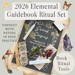 Sacred Seasons Guidebook & Ritual Set | 2026 Intention Journal and Tarot Prompts | Witchy Gift for Her | Witch Box | Crystals and Sage