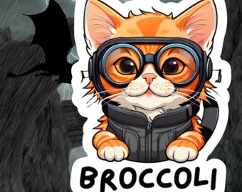 Broccoli the Cat Sticker, Fourth Wing Empyrean Series, Waterproof