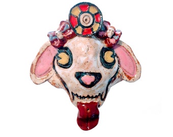 Unholy Lamb Incense Holder | Wall Mask  | Handmade Pottery Art