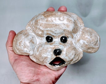 Precious Poodle Dog Ceramic Wall Mask | Wall Hanging