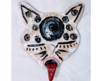 Third Eye White Cat Ceramic Incense Holder
