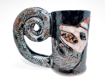 Apparent Death Santa Hat Opossum Mug | Handmade Ceramic Pottery