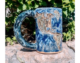 Handmade Ceramic World Map Mug | Handbuilt Pottery Art