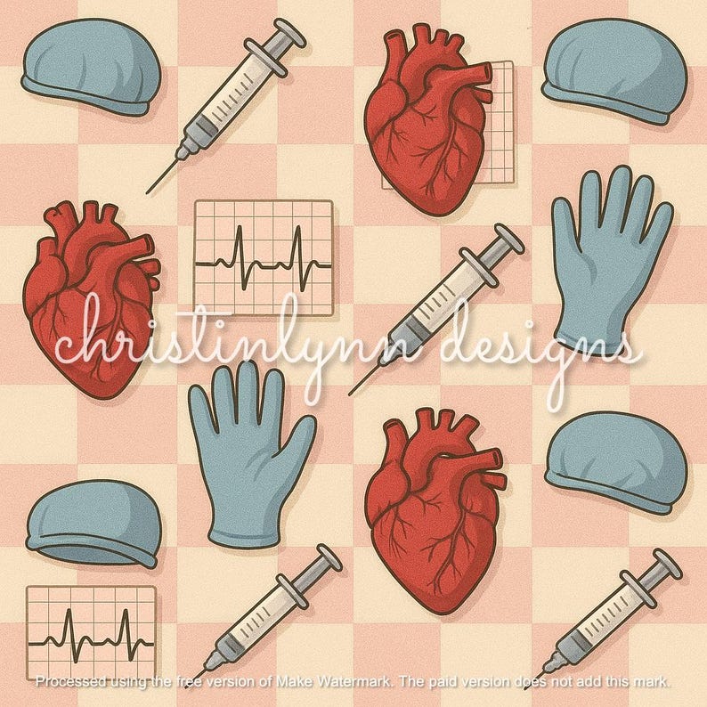 Cardiology EKG Seamless Pattern File for Sublimation Custom Fabric ...