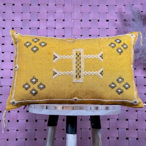 Yellow Moroccan Cactus Silk Pillow ALL SIZES