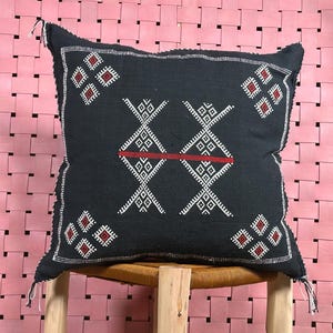 Black Pillows silk All sizes ,Pillow Cactus Silk, Moroccan Lumbar Cushion Handmade Silk Decorative Pillow, Moroccan Sabra Decorative Cushion