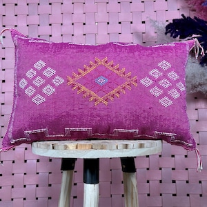 Cactus silk pillow, Moroccan Sabra cushion, handmade cactus silk pillow, Berber Sabra cushion, Pillow Throw, Moroccan Lumbar Sabra Cushion
