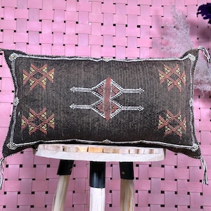 Moroccan Cactus Silk Lumbar Pillow – Boho Decorative Throw Pillow Cover – Custom Sabra Silk Pillow – Couch & Floor Cushion