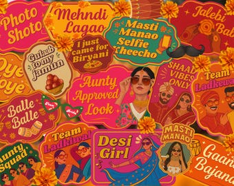 Paquete de 50 accesorios para fotomatón estilo indio / Letreros de Dholki Sangeet Mehndi / Accesorios para fotomatón de boda india, accesorios retro de Bollywood / Letreros de flechas Mehndi