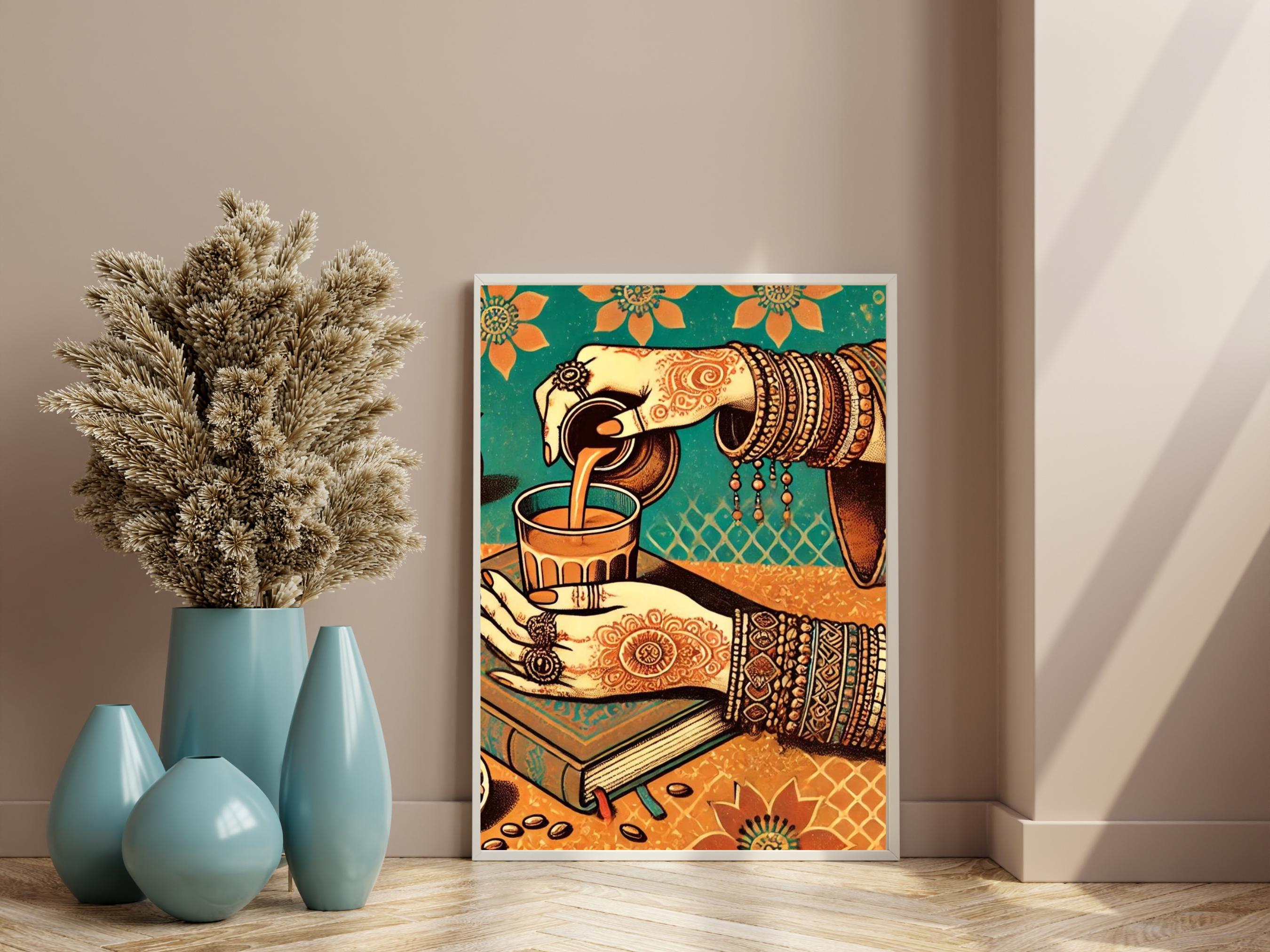 Henna Hands Chai Print: Vintage Indian Boho Wall Art | Chai Wall Art ...