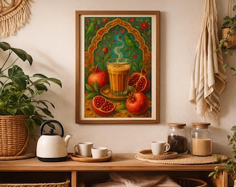Chai kunst aan de muur | Desi keukendecoratie | Zuid-Aziatische Chai-poster | Gezellige Chai-hoekkunst | Digitale download | Chai Lover-cadeau