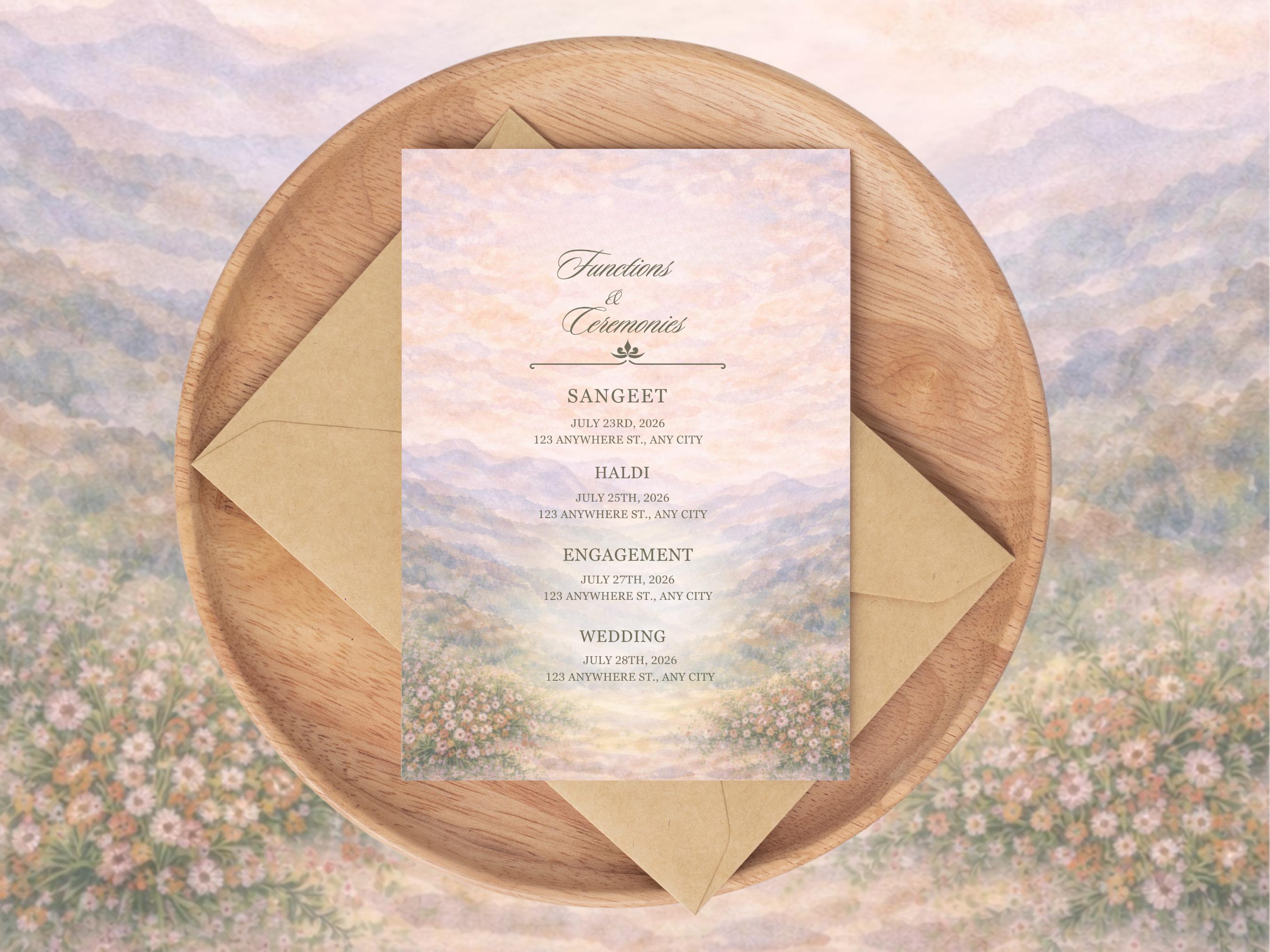 Luxury Indian Wedding Invitation Template, Watercolour Save the Date ...