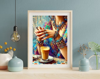 Desi Woman Chai Art Print: Indian Home Decor (Digital Download)