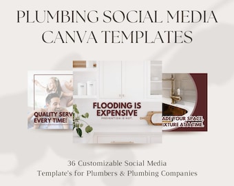 Modelos de mídia social para encanadores | Conteúdo de mídia social para empresas de encanamento | Modelos Canva para empresas de encanamento!