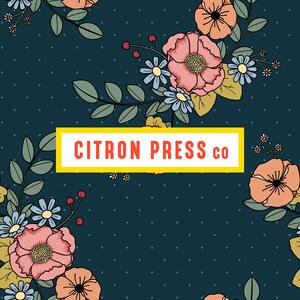 Seamless Floral Pattern, Bloomcore Digital File for Fabric, Dot Print, Hand Drawn Dark and Moody Print, Commercial Use, License Included