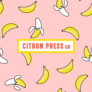 Süßes Bananen nahtloses Muster für den Stoffdruck, trendige PNG-Datei, Blassrosa, Obstdruck für Wandkunst, Digitaler Download für kommerzielle Nutzung