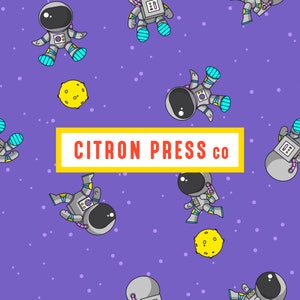 Space Astronaut Seamless Pattern for Fabric, PNG and Jpg Files, Character Art, Print and Frame Wall Art, Cartoon Seamless for Commercial Use