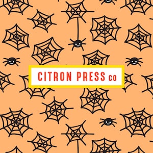 Spider Web Halloween Seamless Pattern for Kids, Png and Jpg Seamless Files for Commercial Use