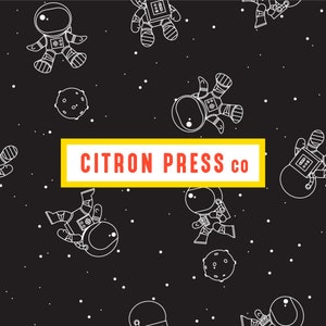 Space Astronaut Black and White Seamless Pattern, Galaxy Seamless File, PNG and Jpg, Outer Space Digital Fabric, Y2K Print, Commercial Use