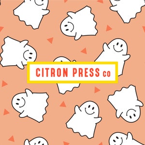 Halloween Seamless Pattern PNG File, Happy Face Halloween, Cute Ghosts Seamless Pattern, Smiley Face Print, Kids Halloween, Commercial Use