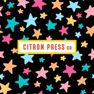 Colorful Stars Seamless Pattern for Fabric, Png and Jpg Seamless Files, Retro 90s Stars, Y2k Digital Fabric for Commercial Use